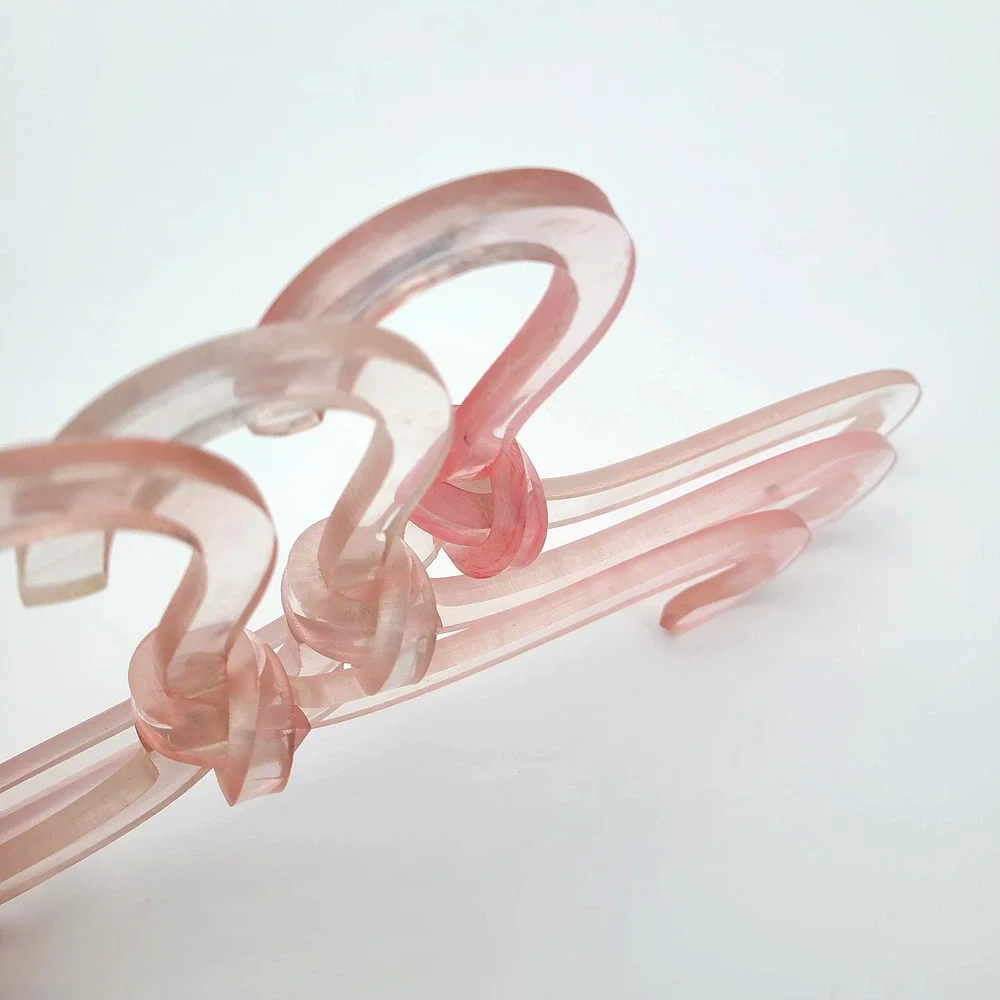 Lot of 3 Vintage Lucite Acrylic Unique Knot Pink 12